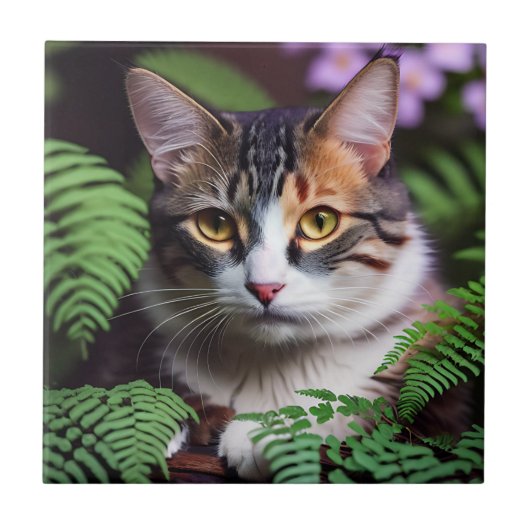 亀の毛のリラ：美しい猫 タイル (正面)