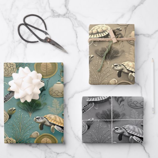 亀の生命パターンNo6 ラッピングペーパーシート (正面)