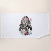 亀の甲羅を使ったフローラ洗い流し。 ビーチタオル (正面)