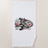 亀の甲羅を使ったフローラ洗い流し。 ビーチタオル (正面)