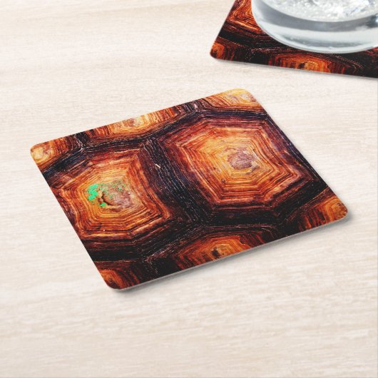 亀の甲 スクエアペーパーコースター (アングル)