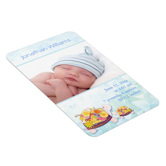 亀の男の赤ちゃん写真誕生のお知らせ マグネット (右側)