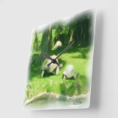 亀の競走 スクエア壁時計 (傾斜)