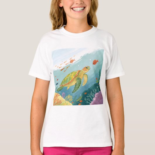 亀の絵 Tシャツ (正面)