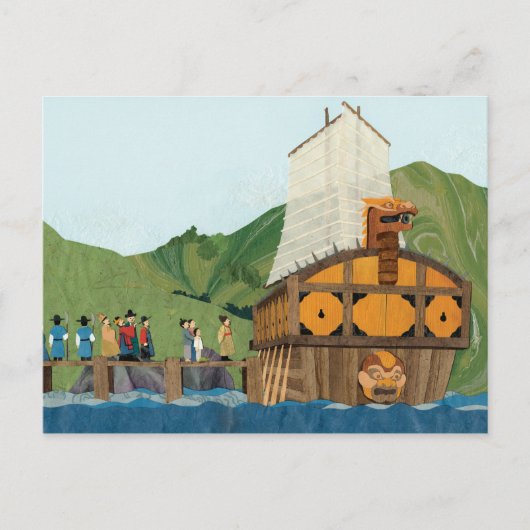 亀の船が出来上がった ポストカード (正面)