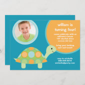 亀の誕生日パーティーの招待 招待状 (正面/裏面)