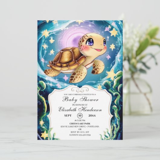 亀の赤ちゃんシャワー 招待状 (スタンド正面)