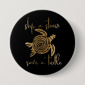 亀の金ゴールドを救わらにスキップ 缶バッジ (正面)