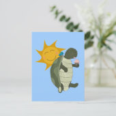 亀の食べ物アイスクリームのはがき ポストカード (スタンド正面)