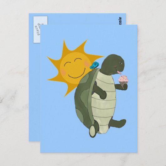 亀の食べ物アイスクリームのはがき ポストカード (正面/裏面)