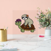 亀のTシャツにクラシック乗るナマケモノ アクリルサイン (ウェディング)