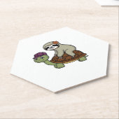亀のTシャツにクラシック乗るナマケモノ ペーパーコースター (アングル)