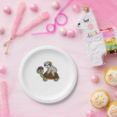 亀のTシャツにクラシック乗るナマケモノ ペーパープレート (パーティー)