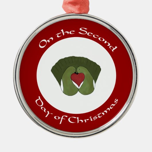 亀はクリスマスの飾り付けの2日目 メタルオーナメント (正面)