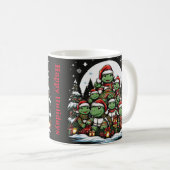亀はクリスマスプレゼントに満足している コーヒーマグカップ (正面右)