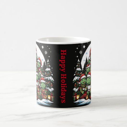亀はクリスマスプレゼントに満足している コーヒーマグカップ (中央)