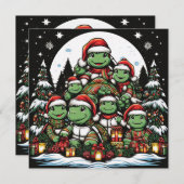 亀はクリスマスプレゼントに満足している シーズンカード (正面/裏面)