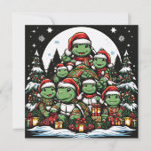 亀はクリスマスプレゼントに満足している シーズンカード (正面)