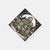 亀はクリスマスプレゼントに満足している スタンダードカクテルナプキン (角)