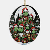 亀はクリスマスプレゼントに満足している セラミックオーナメント (右)