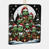 亀はクリスマスプレゼントに満足している セラミックオーナメント (右)