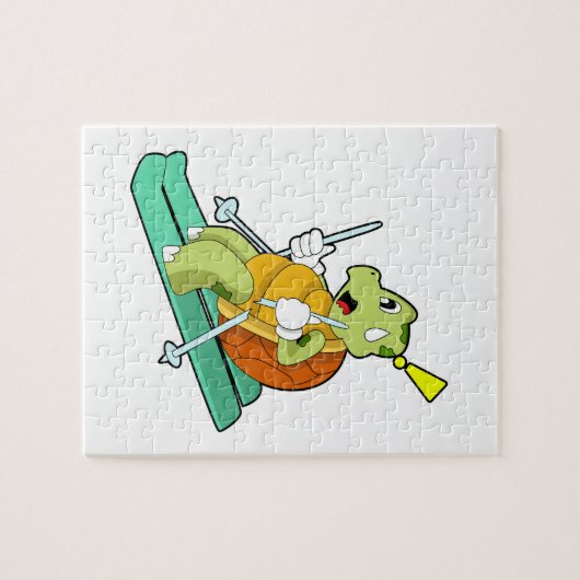 亀はスキーでスキーヤーとして ジグソーパズル (横)