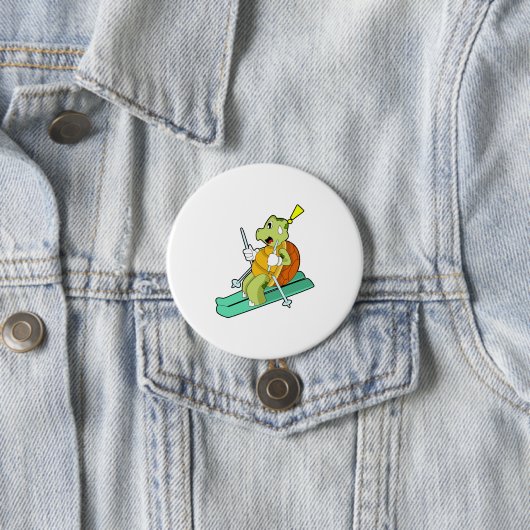 亀はスキーでスキーヤーとして 缶バッジ (インサイチュ)