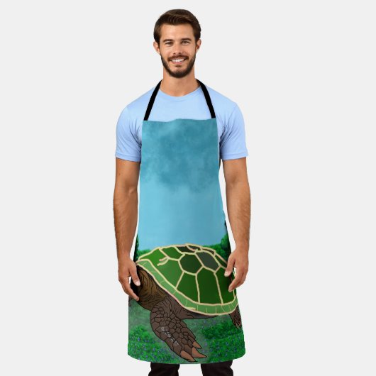 亀は人にとって長寿の象徴である。 エプロン (着用した状態)