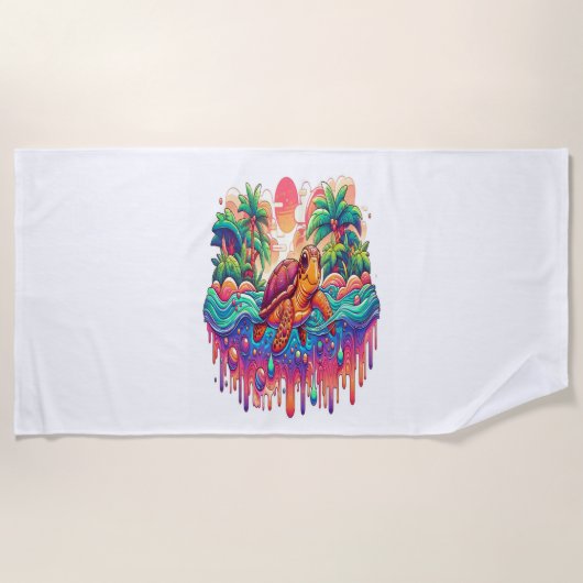 亀は液園に浮かぶ。 ビーチタオル (正面)