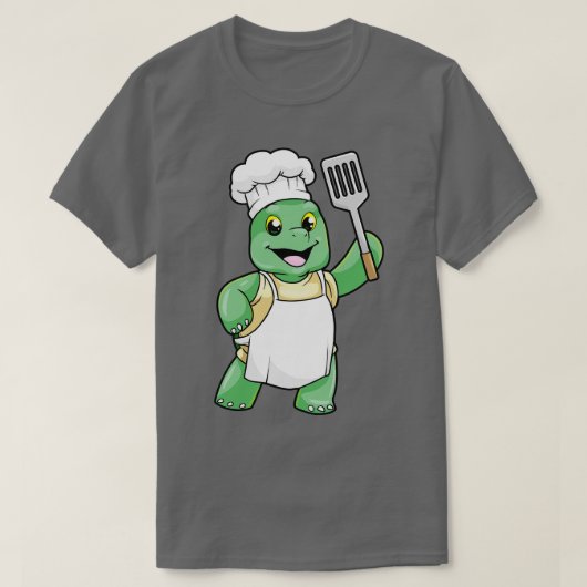 亀は調理師としてシェフハットヘラ Tシャツ (デザイン正面)