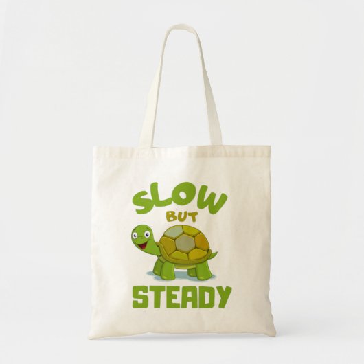 亀は遅いが着実に進む トートバッグ (正面)