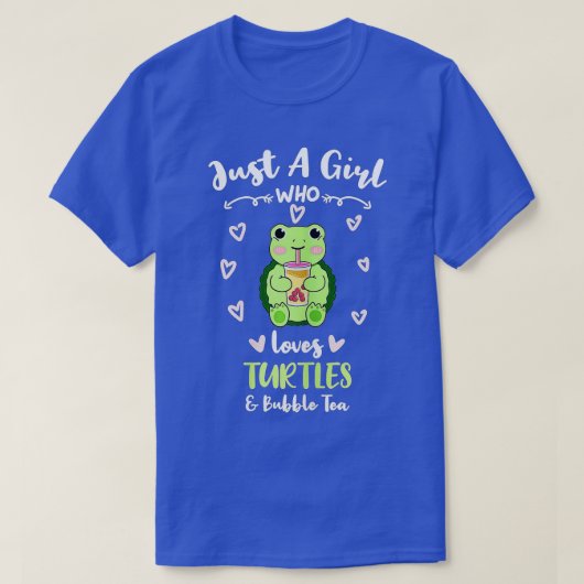 亀やバブルティーが大好きな少女 Tシャツ (デザイン正面)
