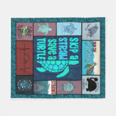 亀を救飛ばす フリースブランケット (正面(横))