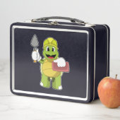 亀を石でメイスンに メタルランチボックス (インサイチュ)