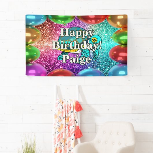亀パーソナライズされたキャラクター誕生日バナー 横断幕 (インサイチュ)