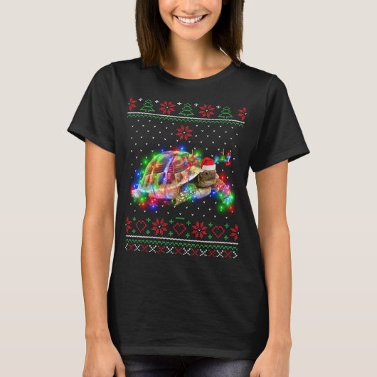 亀ロシアの動物の醜いセーターのクリスマスカップ Tシャツ (正面)