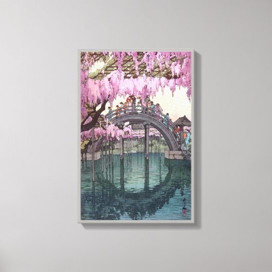 亀戸天神、亀戸橋、吉田博志、ウッドカット キャンバスプリント (正面)