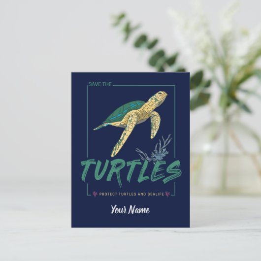 亀救好きの女の子のカメ シーズンポストカード (スタンド正面)