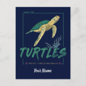 亀救好きの女の子のカメ シーズンポストカード (正面)