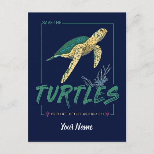 亀救好きの女の子のカメ シーズンポストカード (正面)