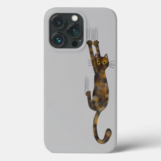亀甲猫ぶら下がったがオン | Tortie おもしろい Cat Case-Mate iPhoneケース (裏面)