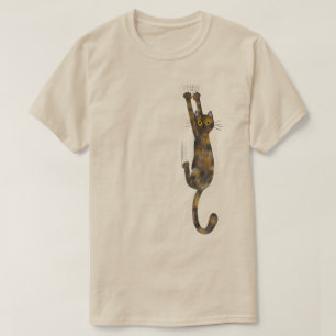 亀甲猫ぶら下がったがオン   Tortie おもしろい Cat Tシャツ