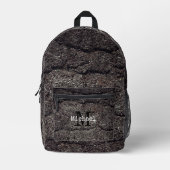 亀裂アスファルト道路の灰色の線モノグラム プリントバックパック (正面)