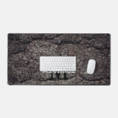 亀裂クールアスファルト道路のグレーラインモノグラム デスクマット (キーボード&マウス)