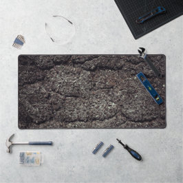 亀裂クールアスファルト道路のグレーライン デスクマット