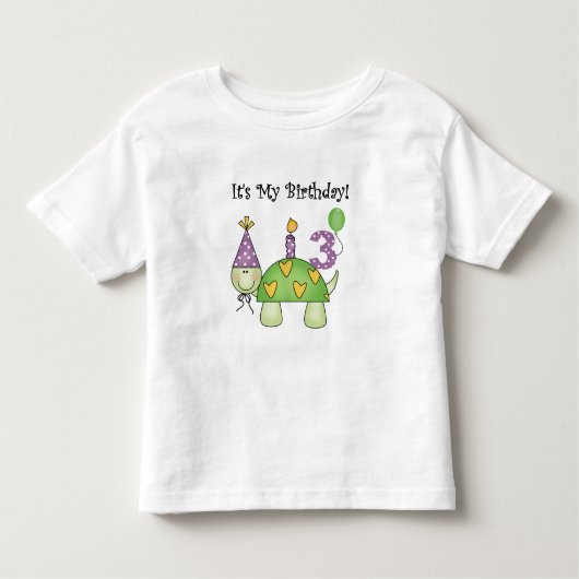 亀3歳の誕生日Tシャツとギフト トドラーTシャツ (正面)