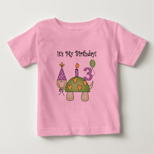 亀3歳の誕生日Tシャツとギフト ベビーTシャツ (正面)