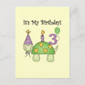 亀3歳の誕生日Tシャツとギフト ポストカード (正面)