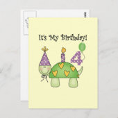 亀4歳の誕生日Tシャツとギフト ポストカード (正面/裏面)