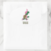 亀50K – ピンク 楕円形シール (バッグ)